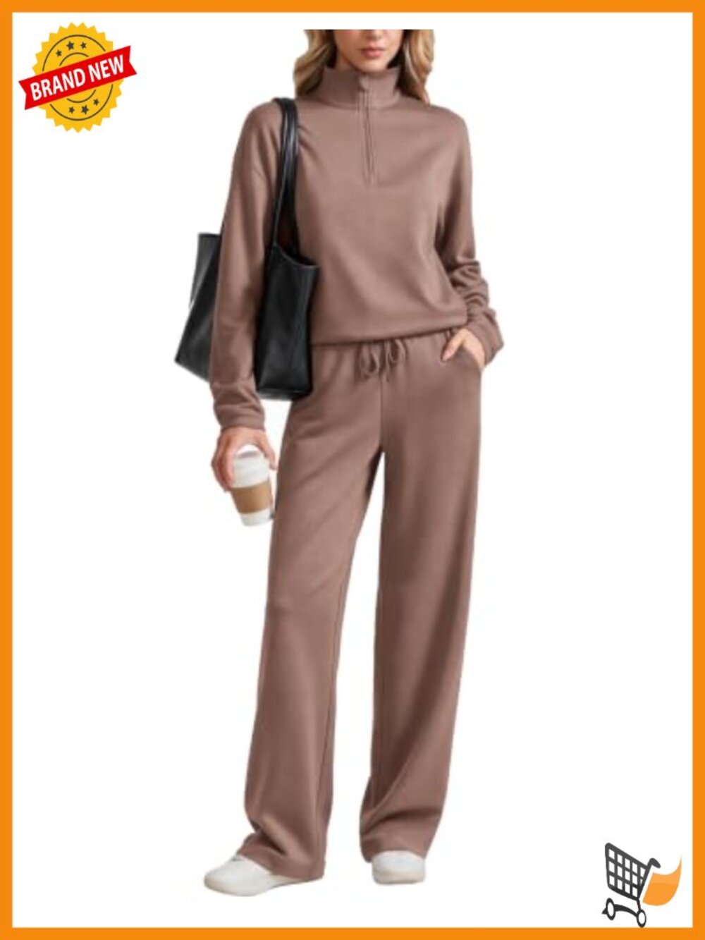 Women's 2 Piece Half Zip Tracksuit Lounge Set Wide Leg Pants
